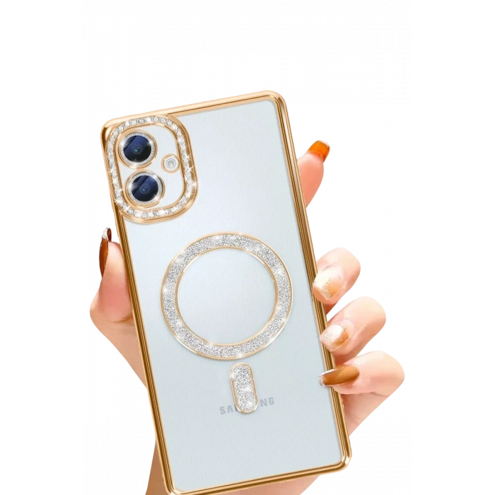 Samsung Galaxy A06 Joke Simli Magneticsafe Kılıf - Gold