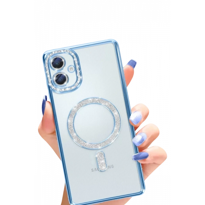 Samsung Galaxy A06 Joke Simli Magneticsafe Kılıf - Mavi