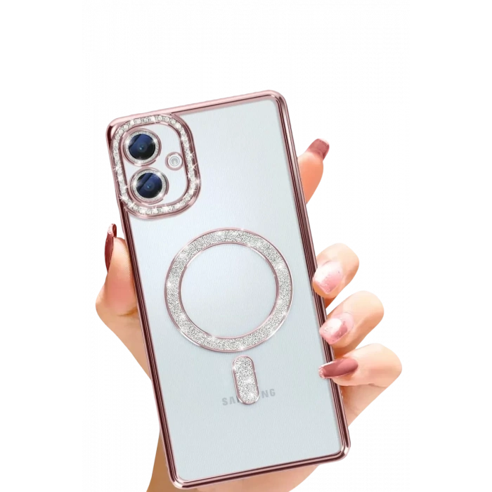 Samsung Galaxy A06 Joke Simli Magneticsafe Kılıf - Pembe