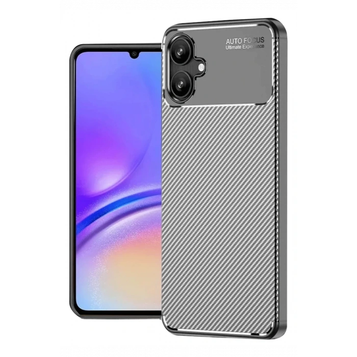 Samsung Galaxy A06 Kılıf Auto Focus Karbon Kapak - Gri