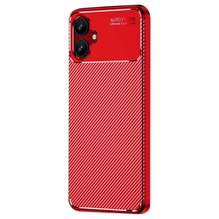 Samsung Galaxy A06 Kılıf Auto Focus Karbon Kapak - Kırmızı