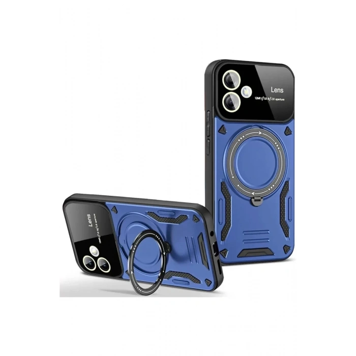 Samsung Galaxy A06 Kılıf Joy Lens Standlı Kapak - Lacivert