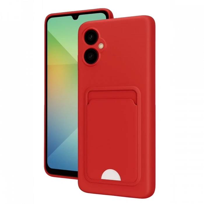 Samsung Galaxy A06 Kılıf Kelvin Kartvizitli Silikon - Kırmızı
