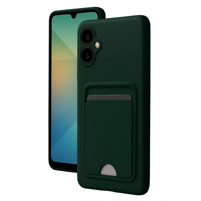 Samsung Galaxy A06 Kılıf Kelvin Kartvizitli Silikon - Koyu Yeşil