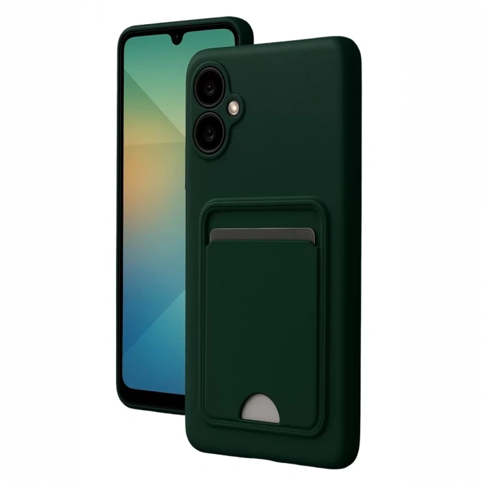 Samsung Galaxy A06 Kılıf Kelvin Kartvizitli Silikon - Koyu Yeşil