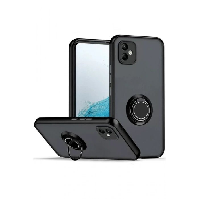 Samsung Galaxy A06 Kılıf Montreal Yüzüklü Silikon Kapak - Siyah