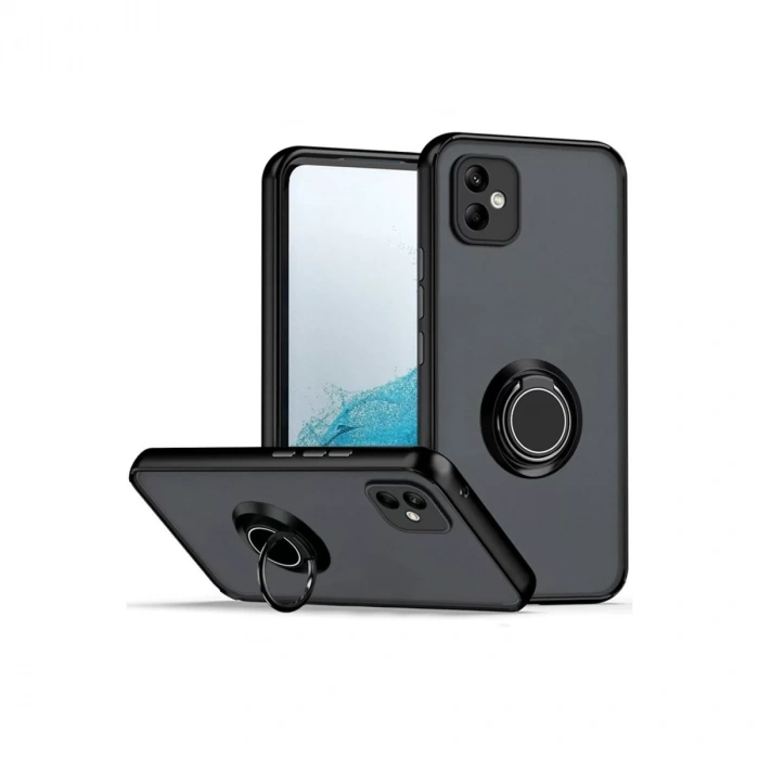 Samsung Galaxy A06 Kılıf Montreal Yüzüklü Silikon Kapak - Siyah