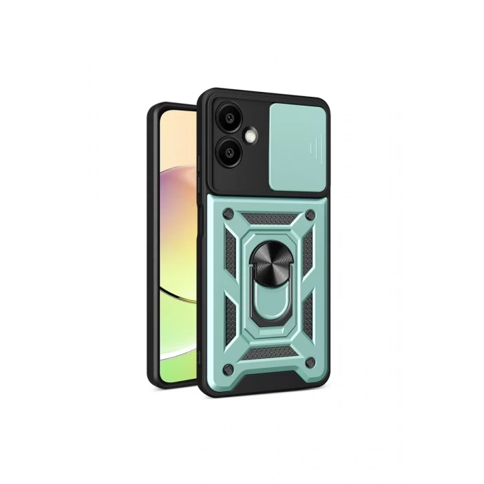 Samsung Galaxy A06 Kılıf Pars Lens Yüzüklü Silikon - Yeşil