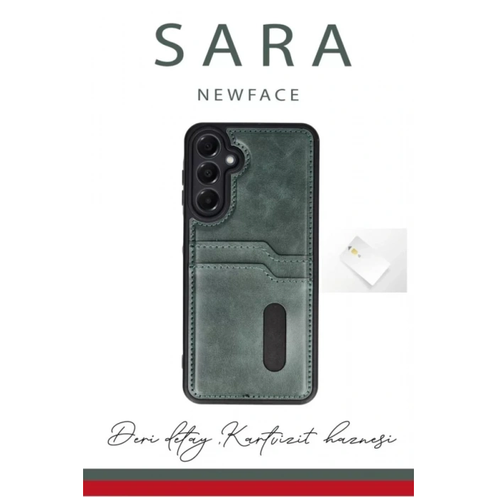 Samsung Galaxy A06 Kılıf Sara Kartvizitli Deri Kılıf - Lacivert