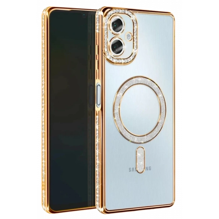 Samsung Galaxy A07 4G Joke Simli Magneticsafe Kılıf - Gold
