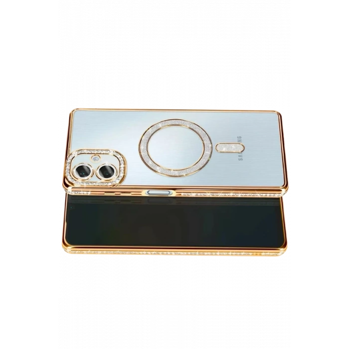 Samsung Galaxy A07 4G Joke Simli Magneticsafe Kılıf - Gold