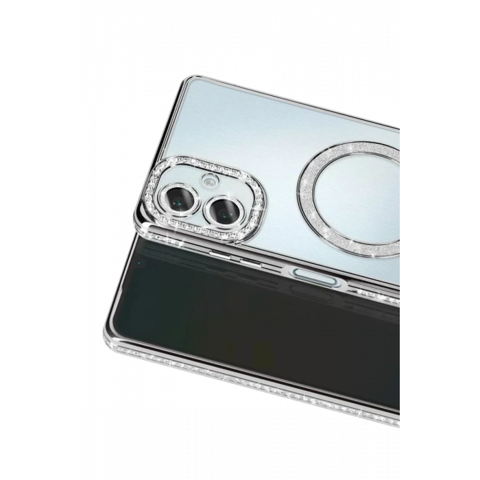 Samsung Galaxy A07 4G Joke Simli Magneticsafe Kılıf - Gümüş