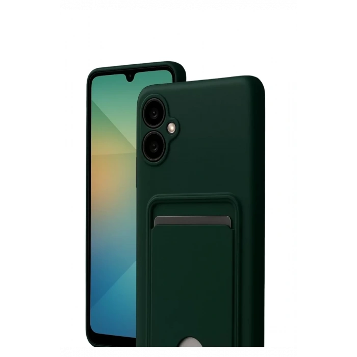 Samsung Galaxy A07 4G Kelvin Kartvizitli Silikon - Koyu Yeşil