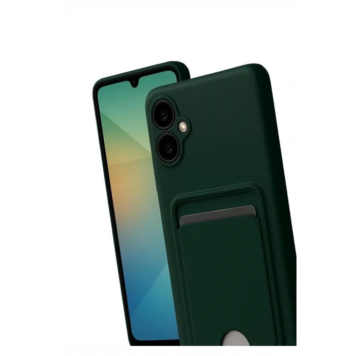 Samsung Galaxy A07 4G Kelvin Kartvizitli Silikon - Koyu Yeşil