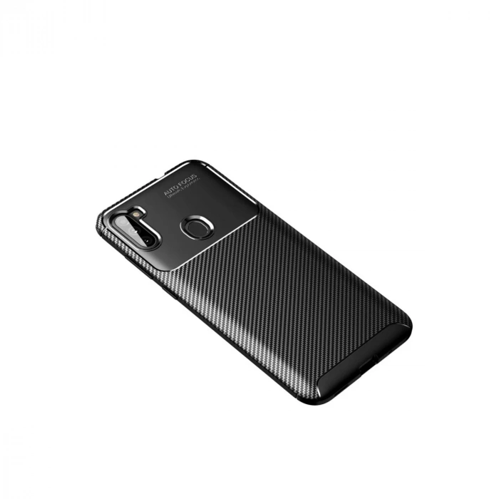 Samsung Galaxy A11 Kılıf Auto Focus Karbon Kapak - Siyah