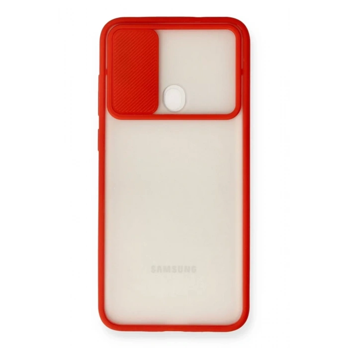 Samsung Galaxy A11 Kılıf Palm Buzlu Kamera Sürgülü Silikon - Kırmızı