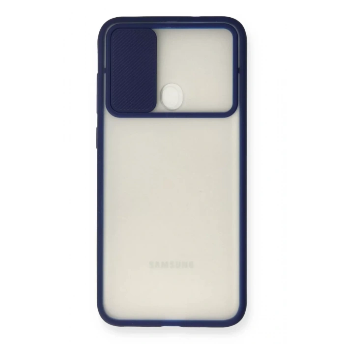 Samsung Galaxy A11 Kılıf Palm Buzlu Kamera Sürgülü Silikon - Lacivert