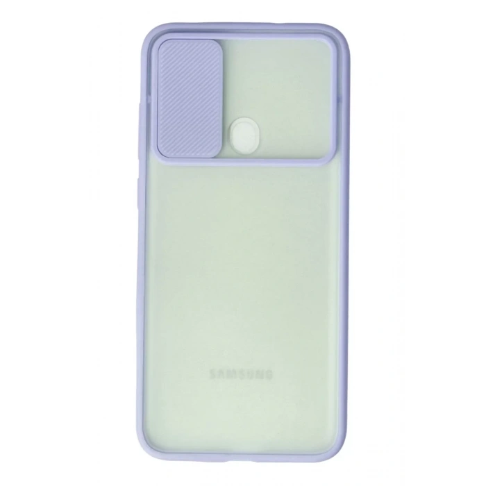 Samsung Galaxy A11 Kılıf Palm Buzlu Kamera Sürgülü Silikon - Lila