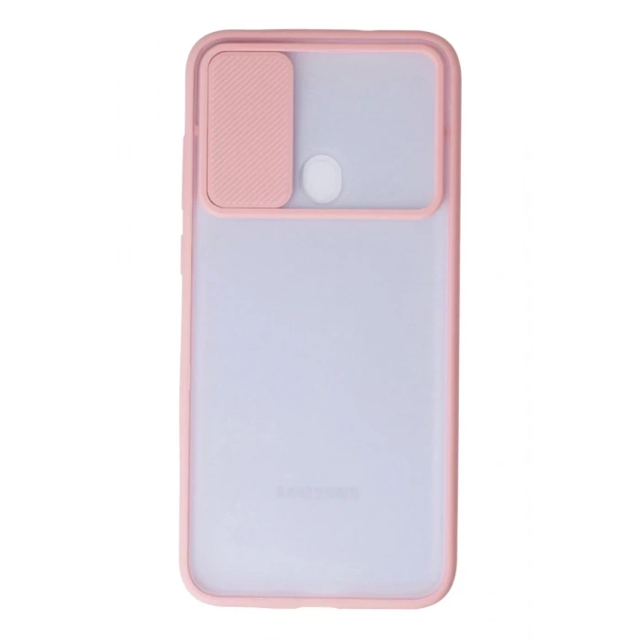 Samsung Galaxy A11 Kılıf Palm Buzlu Kamera Sürgülü Silikon - Pembe