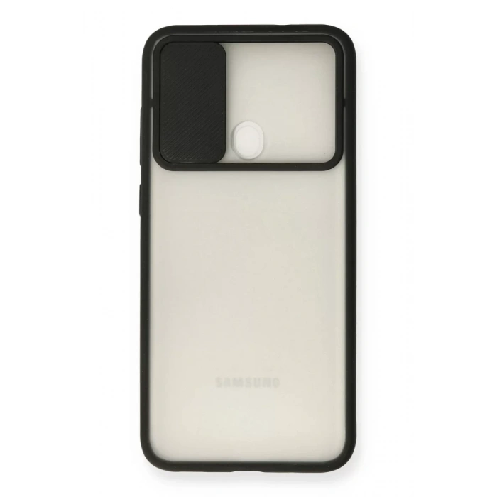 Samsung Galaxy A11 Kılıf Palm Buzlu Kamera Sürgülü Silikon - Siyah
