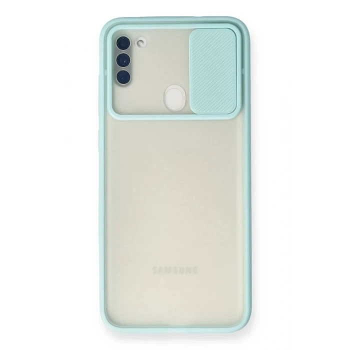 Samsung Galaxy A11 Kılıf Palm Buzlu Kamera Sürgülü Silikon - Turkuaz