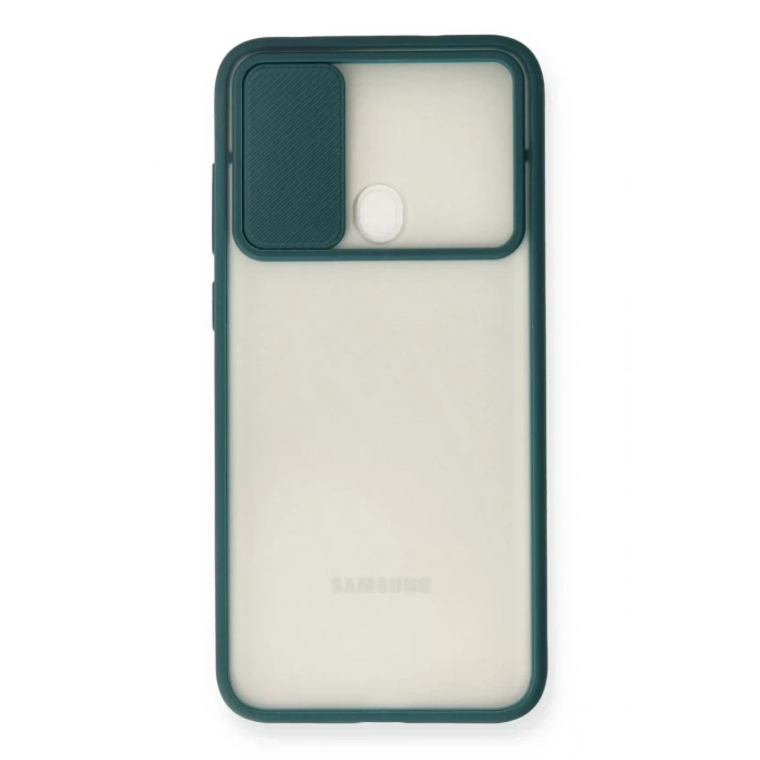 Samsung Galaxy A11 Kılıf Palm Buzlu Kamera Sürgülü Silikon - Yeşil