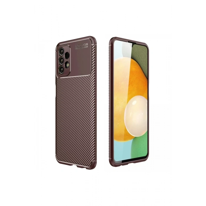 Samsung Galaxy A13 4G Kılıf Auto Focus Karbon Kapak - Kahverengi