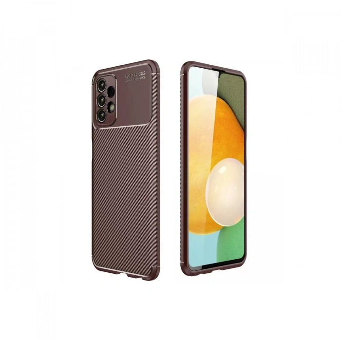 Samsung Galaxy A13 4G Kılıf Auto Focus Karbon Kapak - Kahverengi