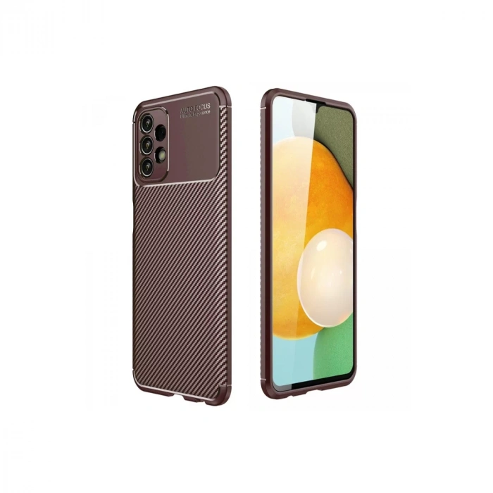 Samsung Galaxy A13 4G Kılıf Auto Focus Karbon Kapak - Kahverengi