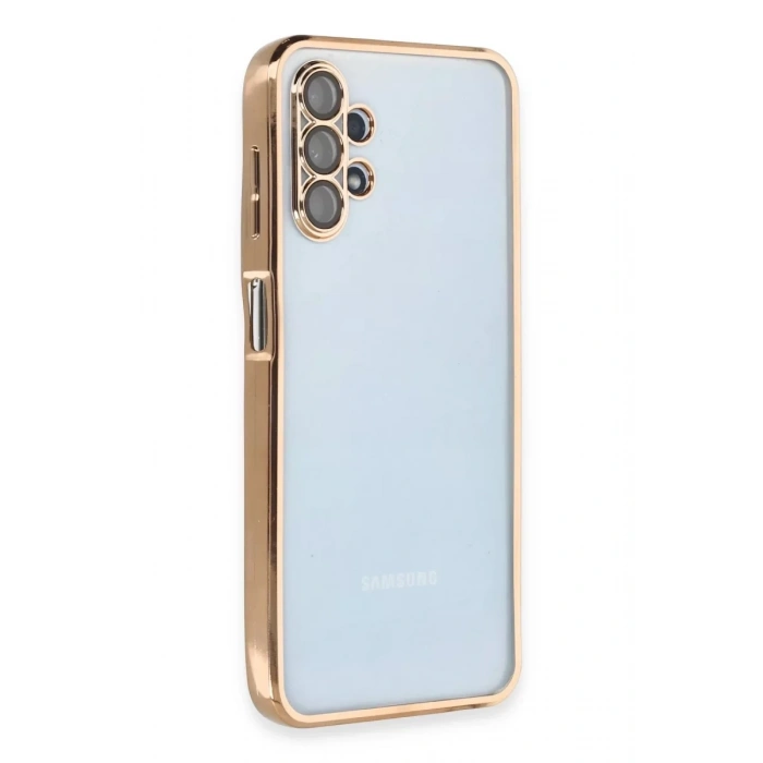 Samsung Galaxy A13 4G Kılıf Lensli Silikon - Gold