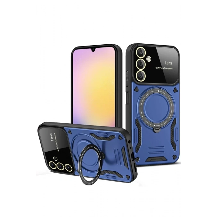 Samsung Galaxy A14 4G Kılıf Joy Lens Standlı Kapak - Lacivert