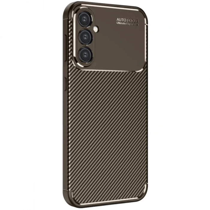 Samsung Galaxy A16 5G Kılıf Auto Focus Karbon Kapak - Kahverengi