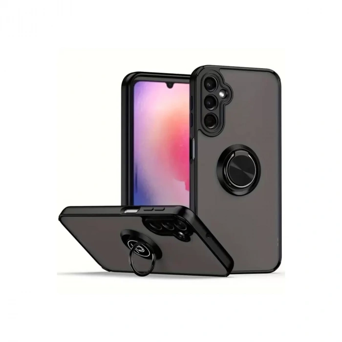 Samsung Galaxy A16 5G Kılıf Montreal Yüzüklü Silikon Kapak - Siyah