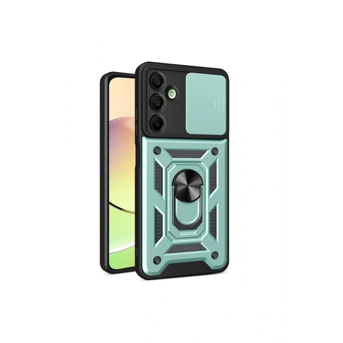 Samsung Galaxy A16 5G Kılıf Pars Lens Yüzüklü Silikon - Yeşil