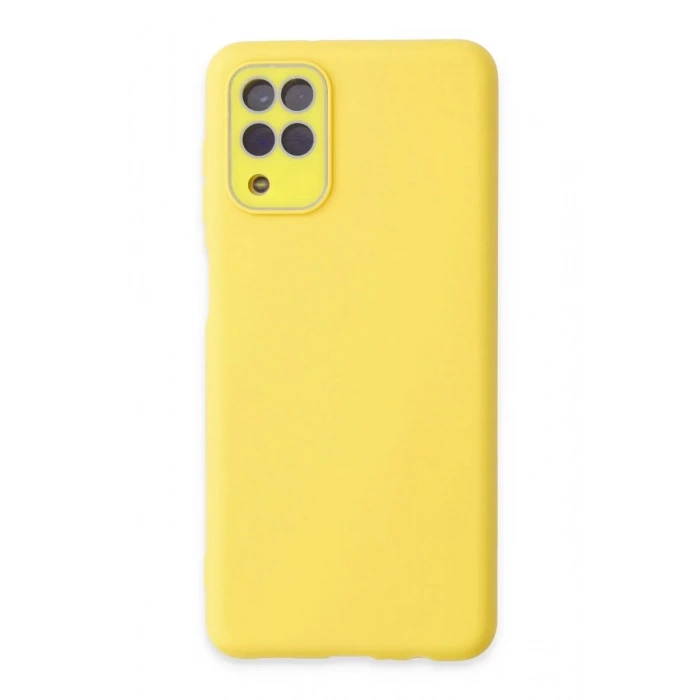Samsung Galaxy A22 Kılıf Lansman Glass Kapak - Sarı