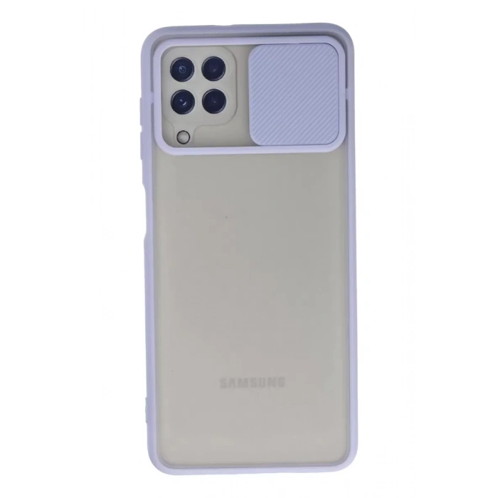 Samsung Galaxy A22 Kılıf Palm Buzlu Kamera Sürgülü Silikon - Lila
