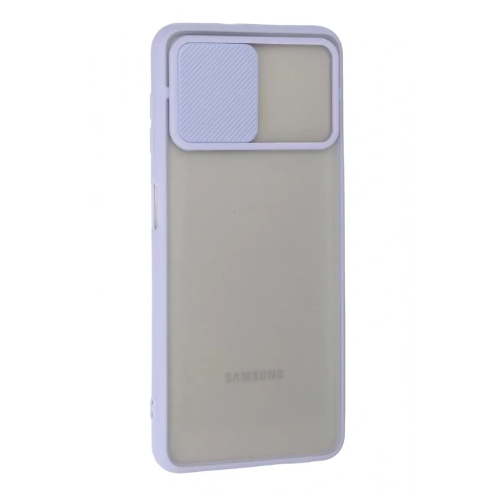 Samsung Galaxy A22 Kılıf Palm Buzlu Kamera Sürgülü Silikon - Lila