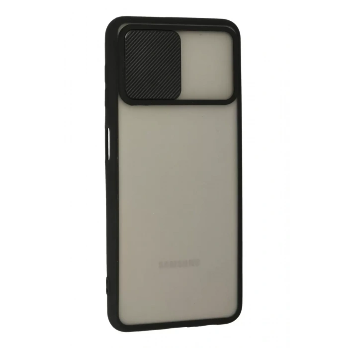 Samsung Galaxy A22 Kılıf Palm Buzlu Kamera Sürgülü Silikon - Siyah