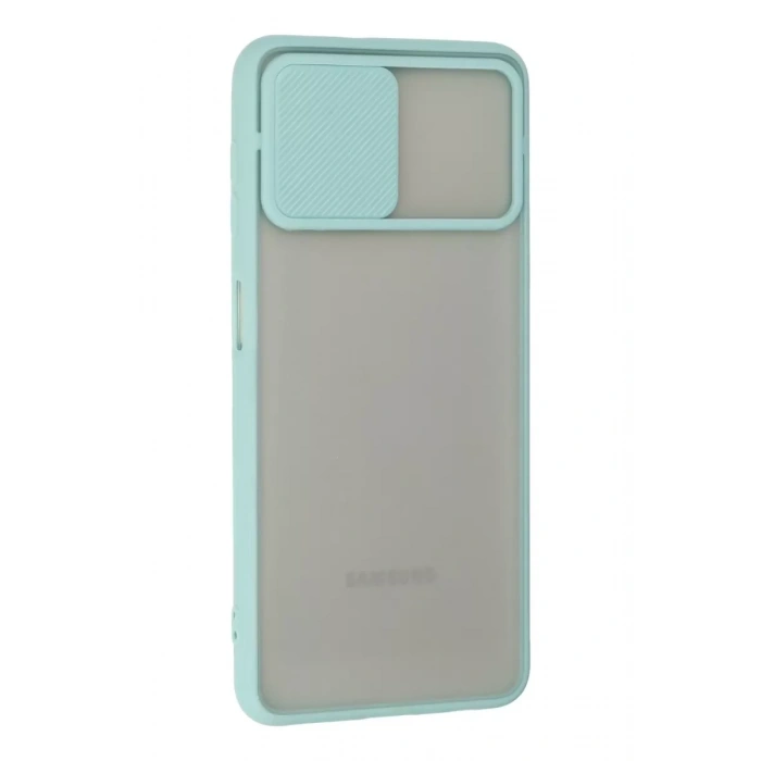 Samsung Galaxy A22 Kılıf Palm Buzlu Kamera Sürgülü Silikon - Turkuaz
