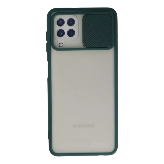 Samsung Galaxy A22 Kılıf Palm Buzlu Kamera Sürgülü Silikon - Yeşil