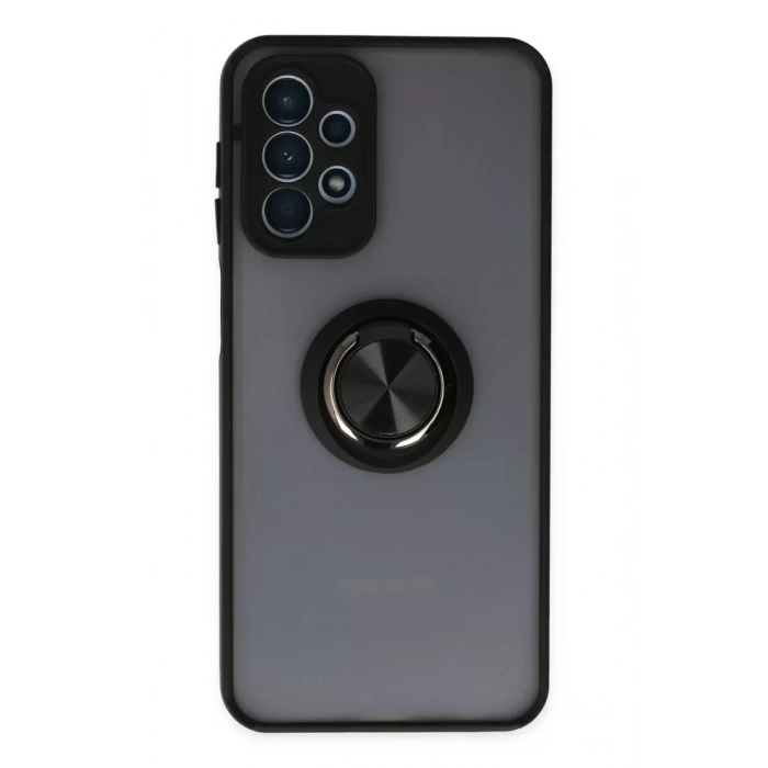 Samsung Galaxy A23 4G Kılıf Montreal Yüzüklü Silikon Kapak - Siyah