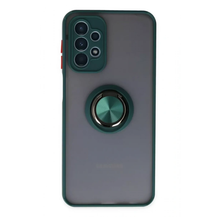 Samsung Galaxy A23 4G Kılıf Montreal Yüzüklü Silikon Kapak - Yeşil