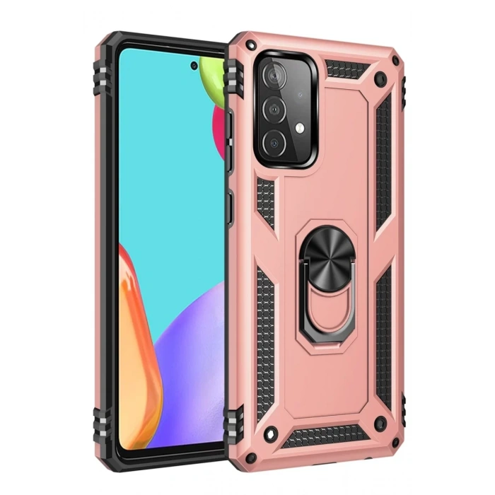 Samsung Galaxy A23 4G Kılıf Sofya Yüzüklü Silikon Kapak - Rose