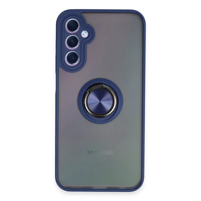Samsung Galaxy A24 4G Kılıf Montreal Yüzüklü Silikon Kapak - Lacivert