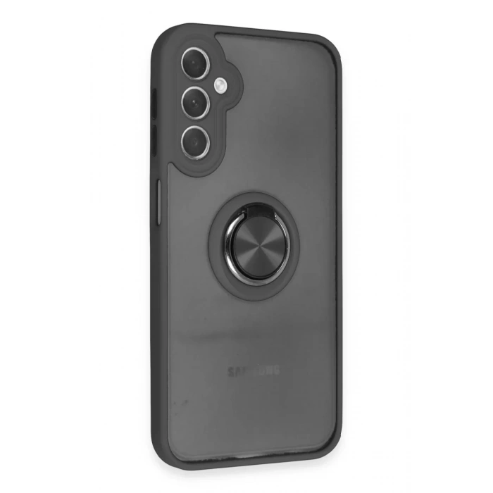 Samsung Galaxy A24 4G Kılıf Montreal Yüzüklü Silikon Kapak - Siyah