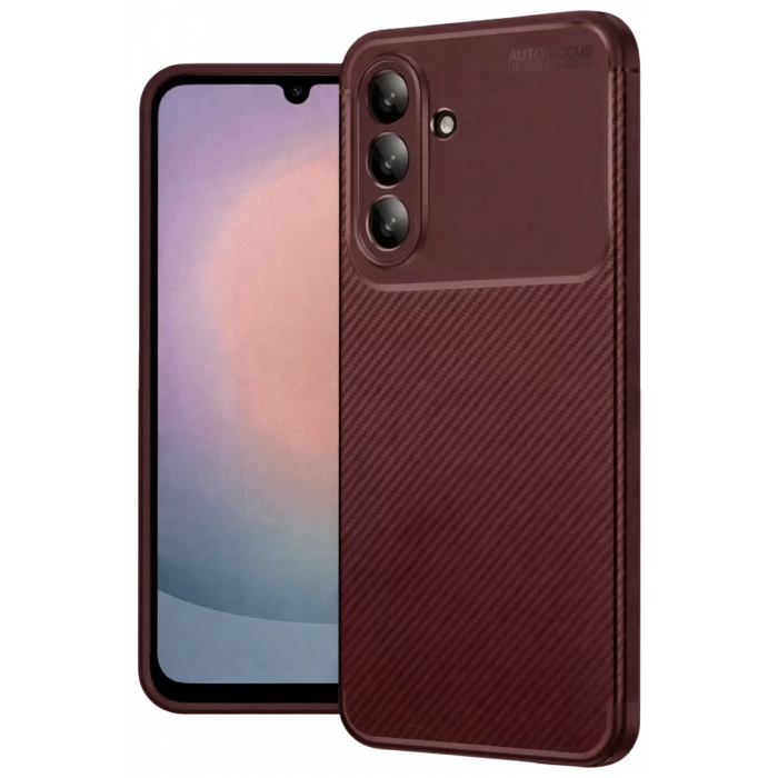 Samsung Galaxy A26 Kılıf Auto Focus Karbon Kapak - Bordo