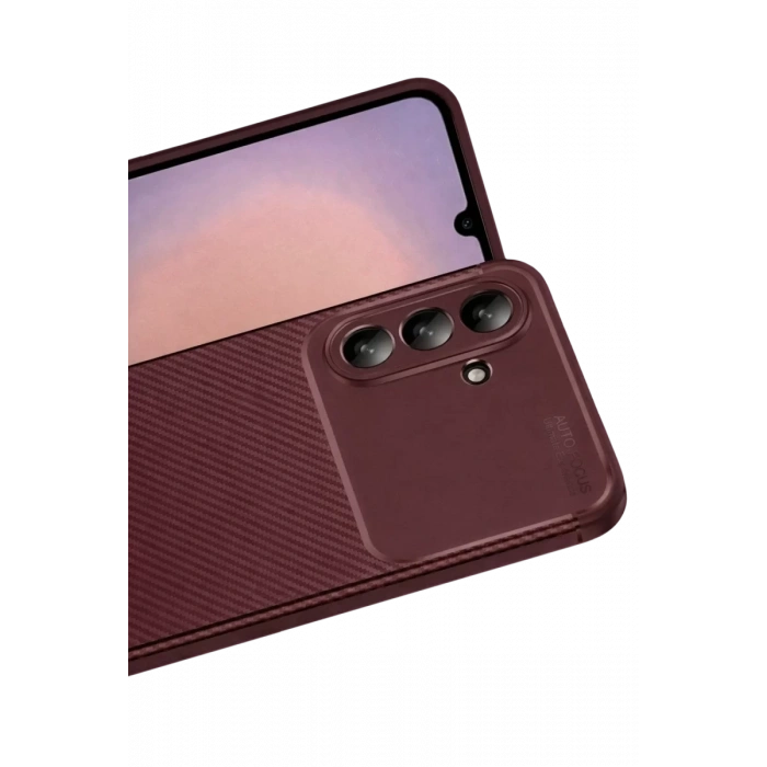 Samsung Galaxy A26 Kılıf Auto Focus Karbon Kapak - Bordo