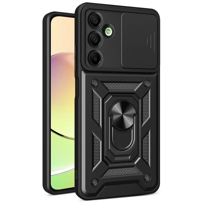 Samsung Galaxy A26 Kılıf Pars Lens Yüzüklü Silikon - Siyah