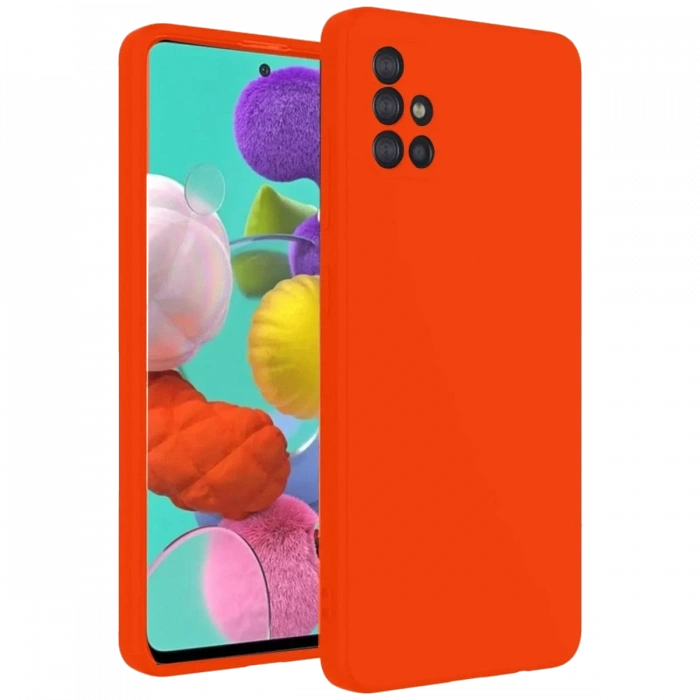 Samsung Galaxy A31 Kılıf Nano içi Kadife Silikon - Turuncu