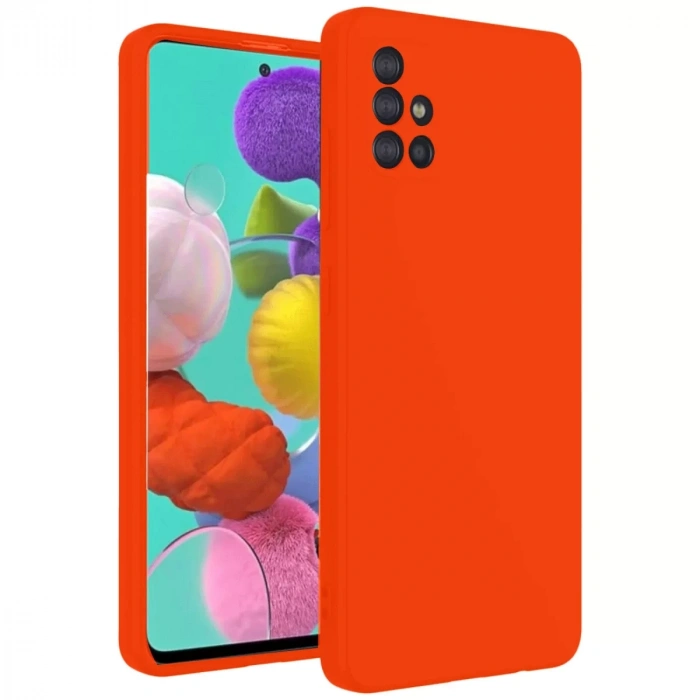 Samsung Galaxy A31 Kılıf Nano içi Kadife Silikon - Turuncu